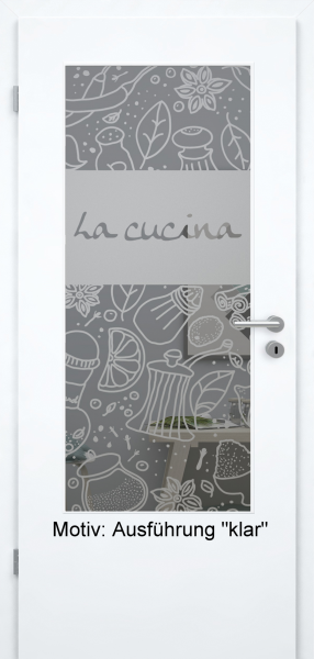 Tür mit Glasmotiv Sand 53 auf grauem Glas