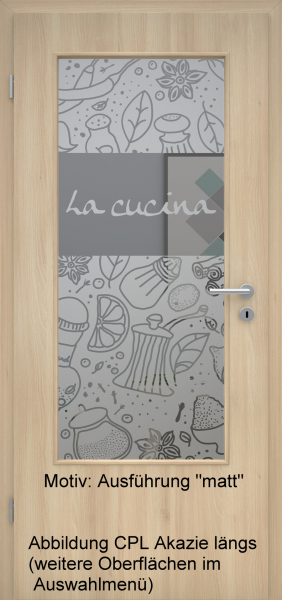 Tür mit Glasmotiv Sand 53 auf grauem Glas