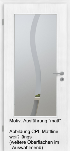 Tür mit Glasmotiv Sand 50 auf weißem Glas