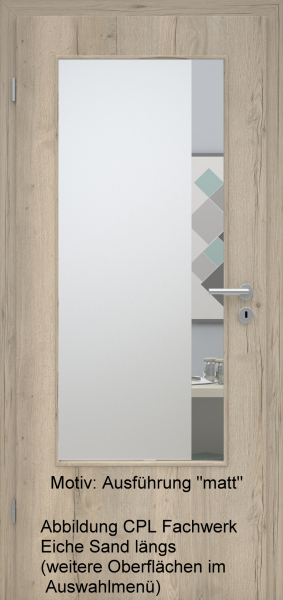 Tür mit Glasmotiv Sand 95 auf weißem Glas
