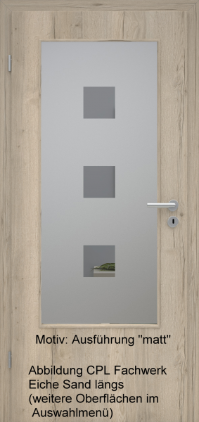 Tür mit Glasmotiv Sand 1 auf grauem Glas