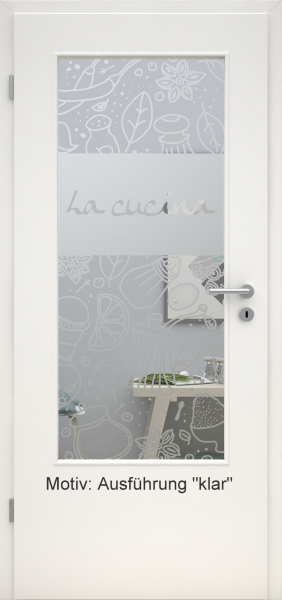Tür mit Glasmotiv Sand 53 auf weißem Glas