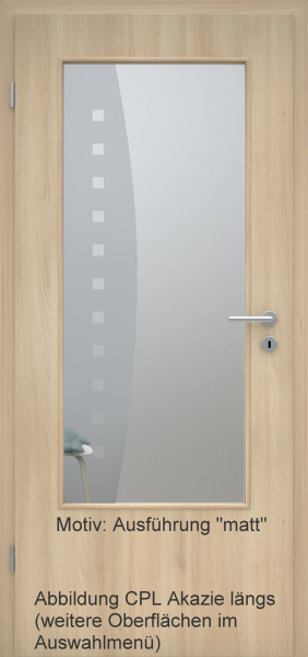 Tür mit Glasmotiv Sand 9 auf weißem Glas