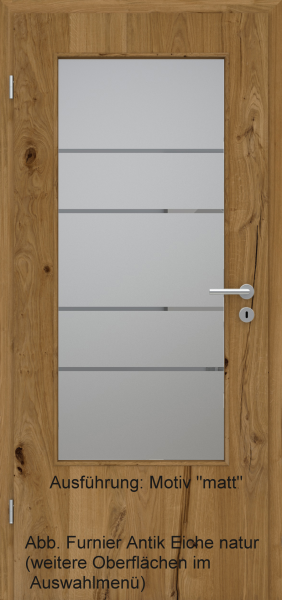 Tür Furnier ANTIK mit Glasmotiv Sand 29 auf grauem Glas