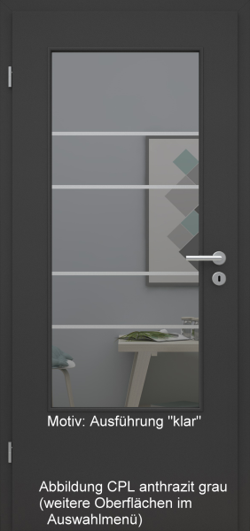 Tür mit Glasmotiv Sand 29 auf grauem Glas