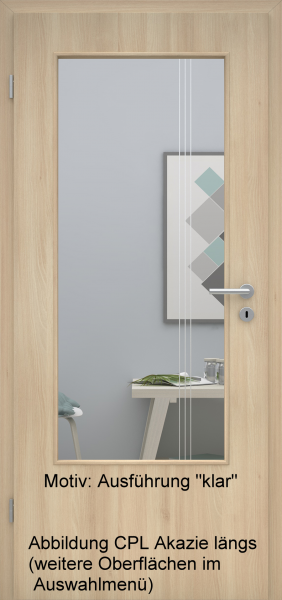 Tür mit Glasmotiv Sand 96 auf weißem Glas