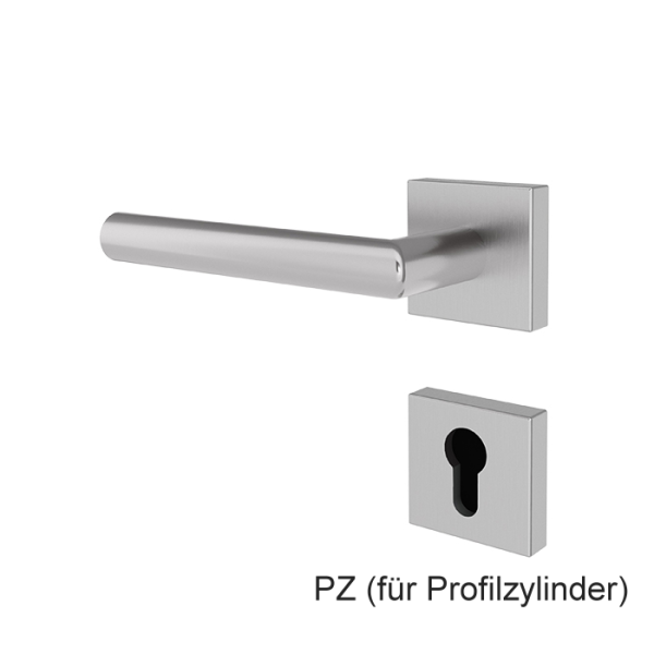 Türgriff BALTRUM Edelstahl mit eckigen Rosetten