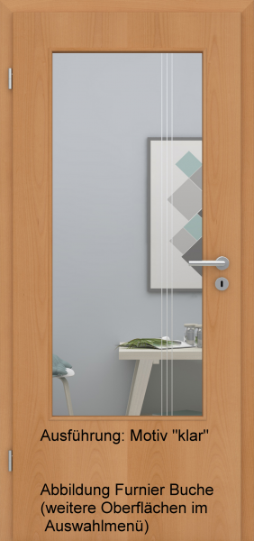 Tür Eckkante mit Glasmotiv Sand 96 auf weißem Glas