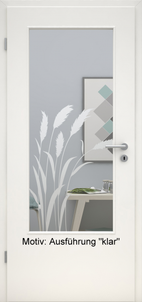 Tür mit Glasmotiv Sand 92 auf weißem Glas
