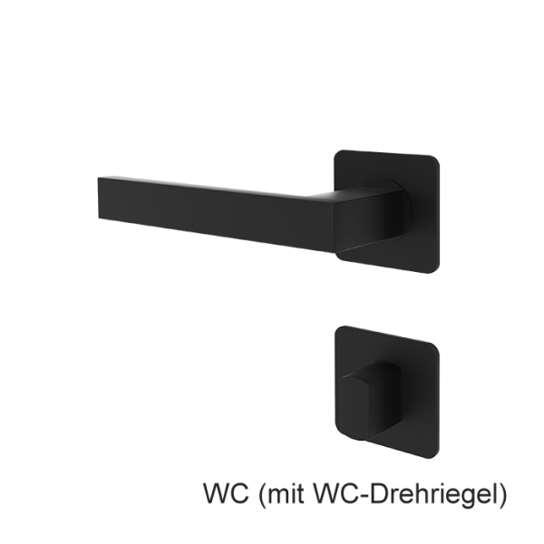 Türgriff RHODOS mattschwarz mit eckigen Flach-Rosetten