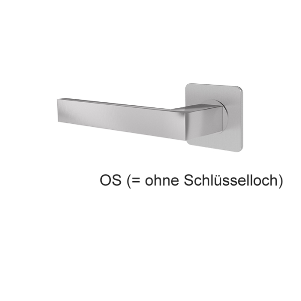 Türgriff RHODOS Edelstahl mit eckigen Flach-Rosetten