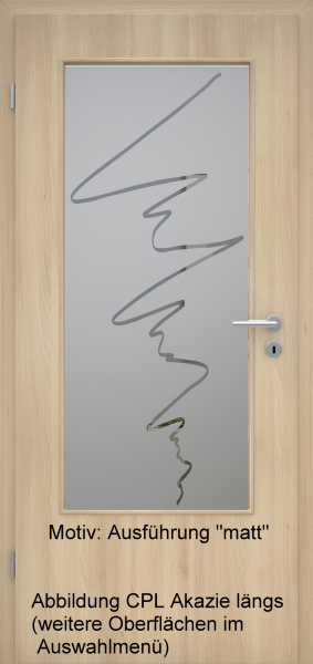 Tür mit Glasmotiv Sand 36 auf grauem Glas