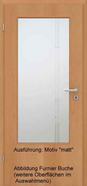 Tür Eckkante mit Glasmotiv Sand 96 auf weißem Glas