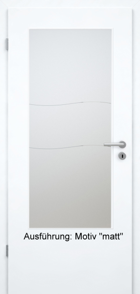 Tür mit Glasmotiv Sand 90 auf weißem Glas