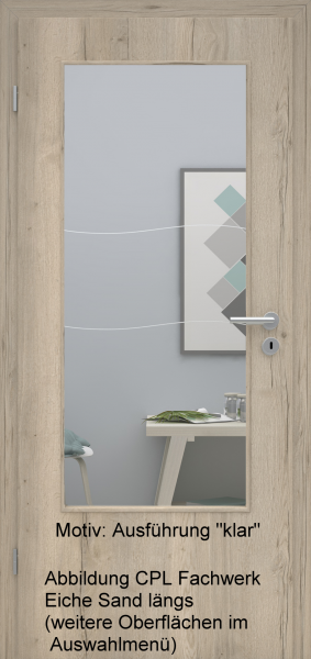 Tür mit Glasmotiv Sand 86 auf weißem Glas
