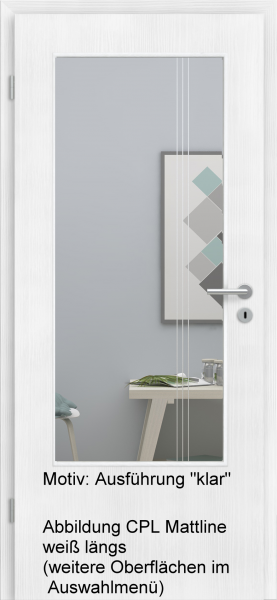 Tür mit Glasmotiv Sand 96 auf weißem Glas