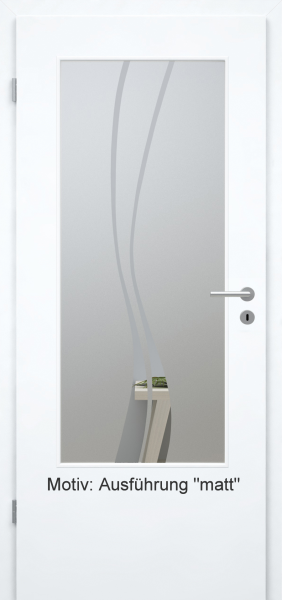 Tür mit Glasmotiv Sand 51 auf weißem Gas