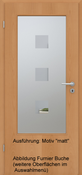 Tür Eckkante mit Glasmotiv Sand 1 auf weißem Glas