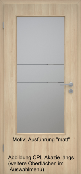 Tür mit Glasmotiv Sand 21 auf grauem Glas