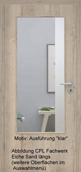 Tür mit Glasmotiv Sand 95 auf weißem Glas