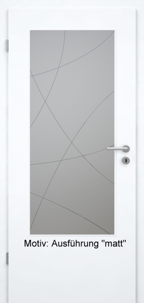 Tür mit Glasmotiv Sand 90 auf grauem Glas