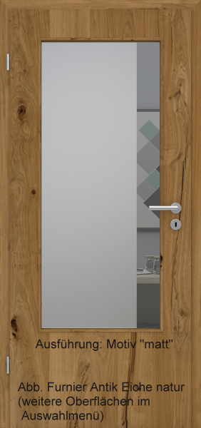 Tür Furnier ANTIK mit Glasmotiv Sand 95 auf grauem Glas