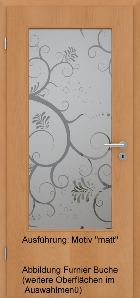 Tür Eckkante mit Glasmotiv Sand 38 auf grauem Glas