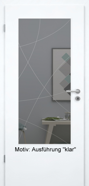 Tür mit Glasmotiv Sand 90 auf grauem Glas