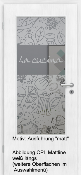 Tür mit Glasmotiv Sand 53 auf grauem Glas