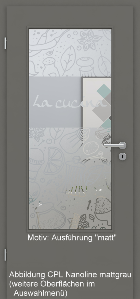 Tür mit Glasmotiv Sand 53 auf weißem Glas