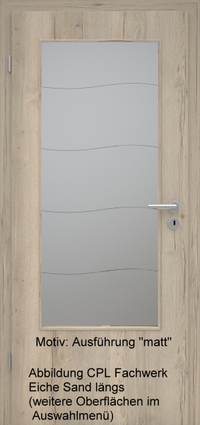 Tür mit Glasmotiv Sand 87 auf grauem Glas