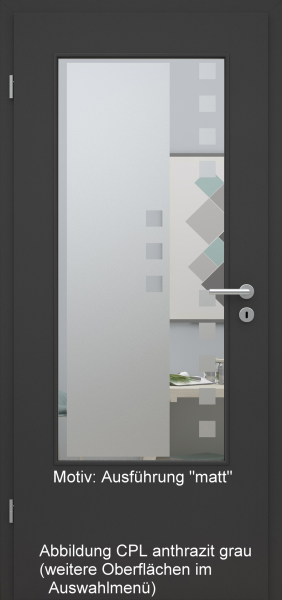 Tür mit Glasmotiv Sand 8 auf weißem Glas