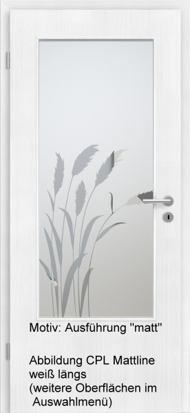 Tür mit Glasmotiv Sand 92 auf weißem Glas