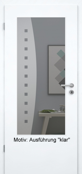 Tür mit Glasmotiv Sand 9 auf grauem Glas