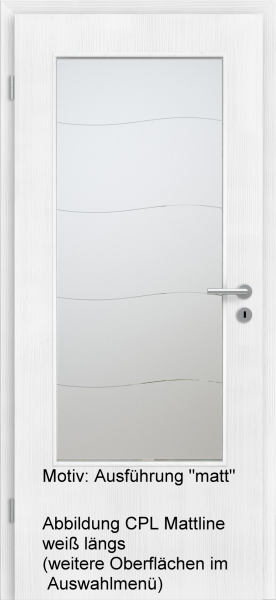 Tür mit Glasmotiv Sand 87 auf weißem Glas