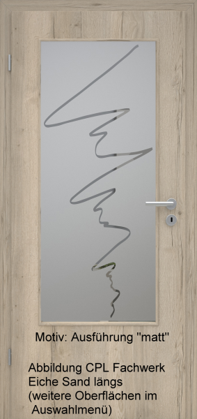 Tür mit Glasmotiv Sand 36 auf grauem Glas