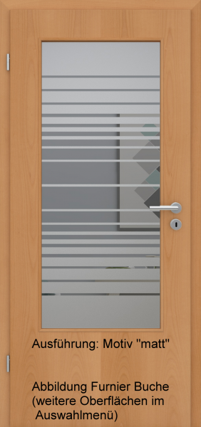 Tür Eckkante mit Glasmotiv Sand 17 auf grauem Glas