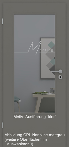 Tür mit Glasmotiv Sand 83 auf grauem Glas