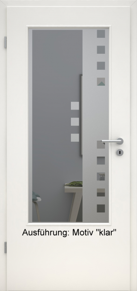 Tür mit Glasmotiv Sand 8 auf grauem Glas