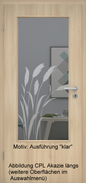 Tür mit Glasmotiv Sand 92 auf grauem Glas