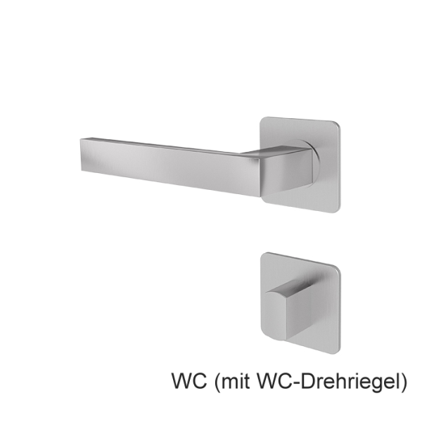 Türgriff RHODOS Edelstahl mit eckigen Flach-Rosetten