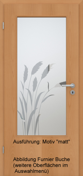 Tür Eckkante mit Glasmotiv Sand 92 auf weißem Glas