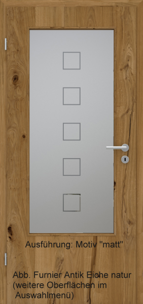 Tür Furnier ANTIK mit Glasmotiv Sand 12 auf grauem Glas