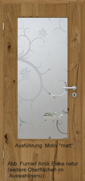 Tür Furnier ANTIK mit Glasmotiv Sand 38 auf weißem Glas