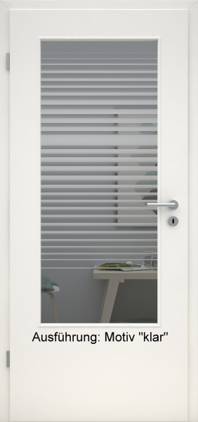 Tür mit Glasmotiv Sand 80 auf grauem Glas