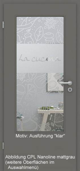 Tür mit Glasmotiv Sand 53 auf weißem Glas