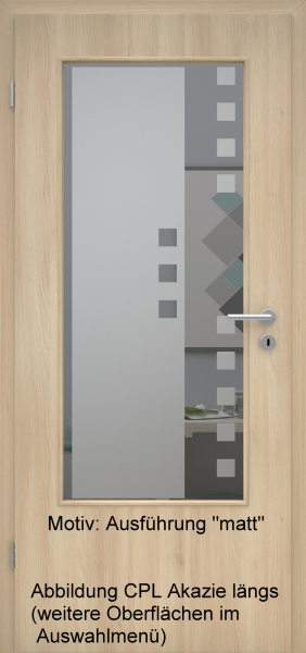 Tür mit Glasmotiv Sand 8 auf grauem Glas