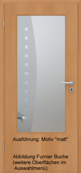 Tür Eckkante und Glasmotiv Sand 9 auf weißem Glas