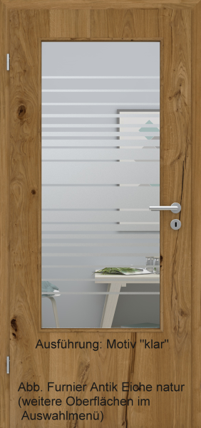 Tür Furnier ANTIK mit Glasmotiv Sand 17 auf weißem Glas