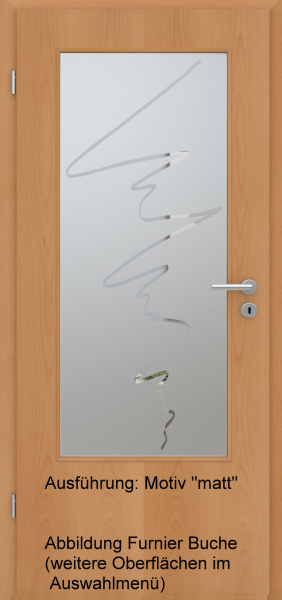 Tür Eckkante mit Glasmotiv Sand 36 auf weißem Glas